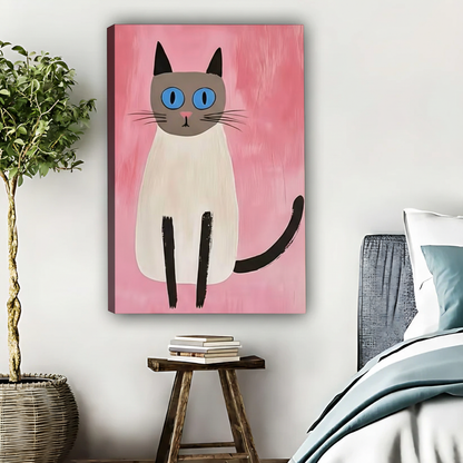 Siamese Cat Wall Art - Pink Minimalist Animal Poster|Liberty Signs #L470
