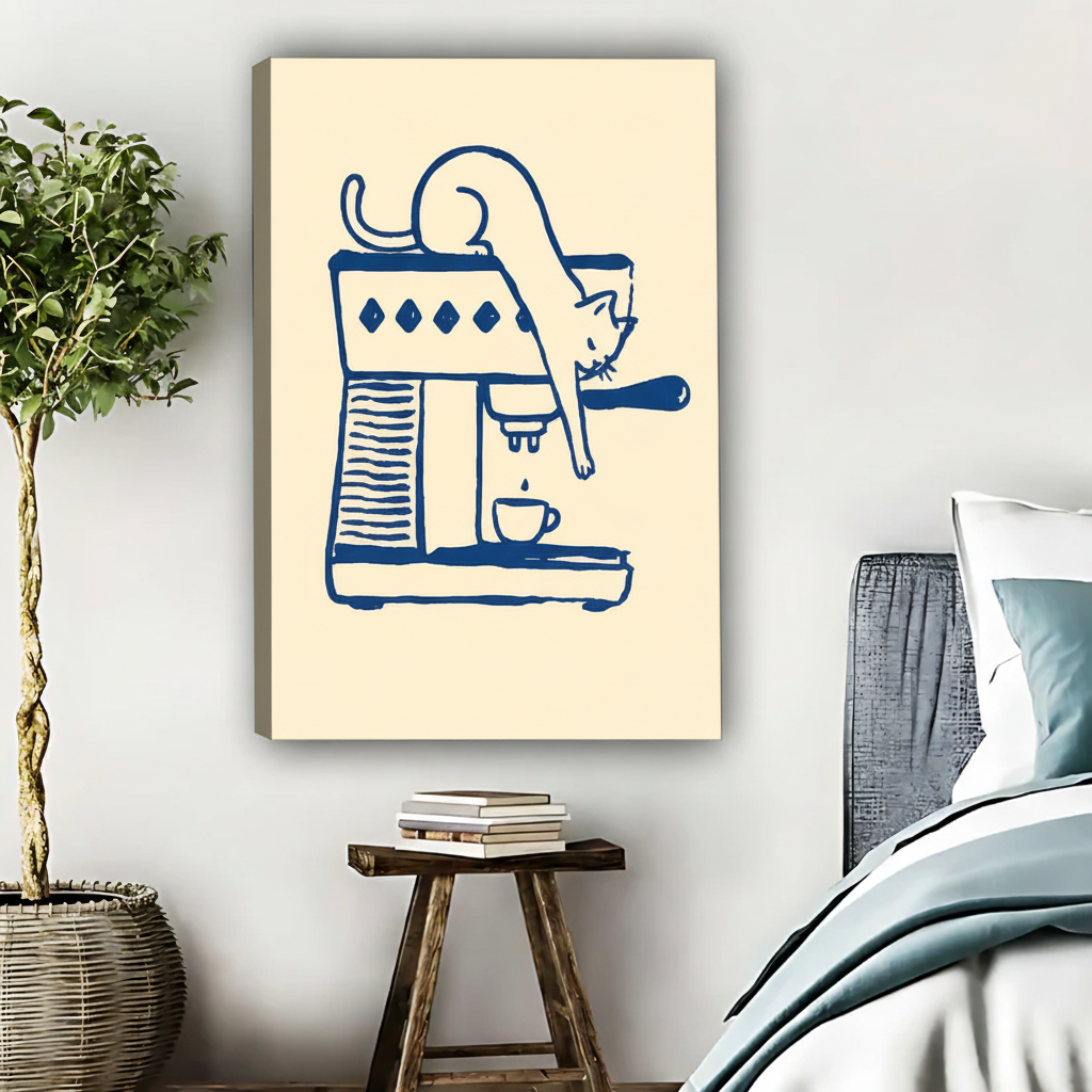 Coffee Machine Line Art Print - Minimalist Kitchen Wall Decor|Liberty Signs #L432