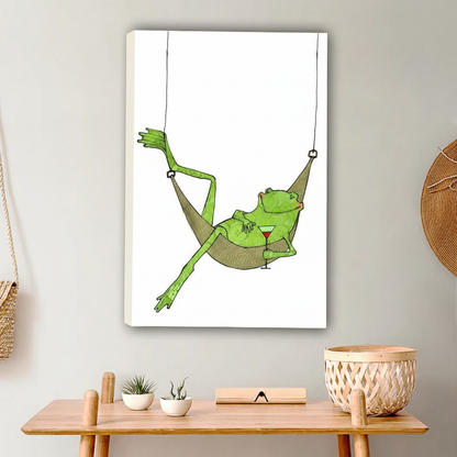 Relaxing Frog in Hammock Wall Art - Funny Animal Canvas Print|Liberty Signs #L641
