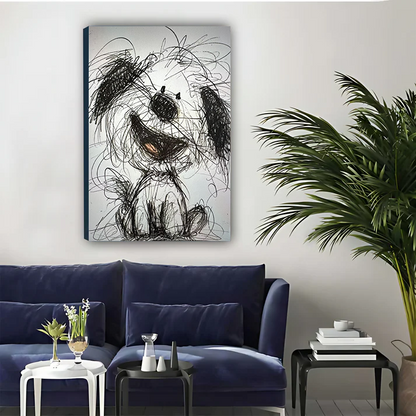 Abstract Scribble Dog Print — Modern Black & White Wall Art| Liberty Signs#L943