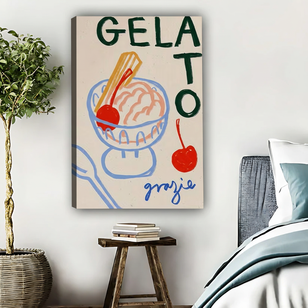 Gelato Art Print - Italian Ice Cream Kitchen Wall Decor|Liberty Signs #L444