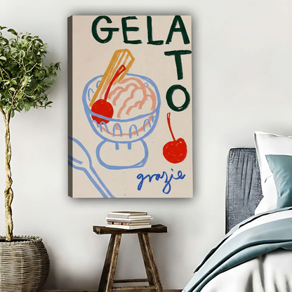 Gelato Art Print - Italian Ice Cream Kitchen Wall Decor|Liberty Signs #L444
