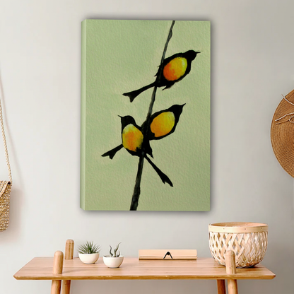 Three Birds on Branch Wall Art - Minimalist Nature Print|Liberty Signs #L630