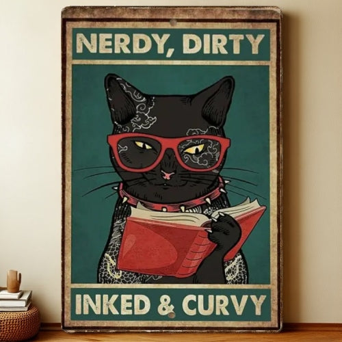 8x12 Cute Cat Metal Sign – Retro Tin Wall Art for Cat Lovers & Kitchens | Liberty Signs #2232