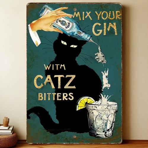 8x12 Cute Cat Metal Sign – Retro Tin Wall Art for Cat Lovers & Kitchens | Liberty Signs #2235