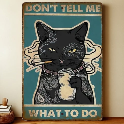 8x12 Cute Cat Metal Sign – Retro Tin Wall Art for Cat Lovers & Kitchens | Liberty Signs #2236