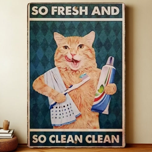 8x12 Cute Cat Metal Sign – Retro Tin Wall Art for Cat Lovers & Kitchens | Liberty Signs #2246