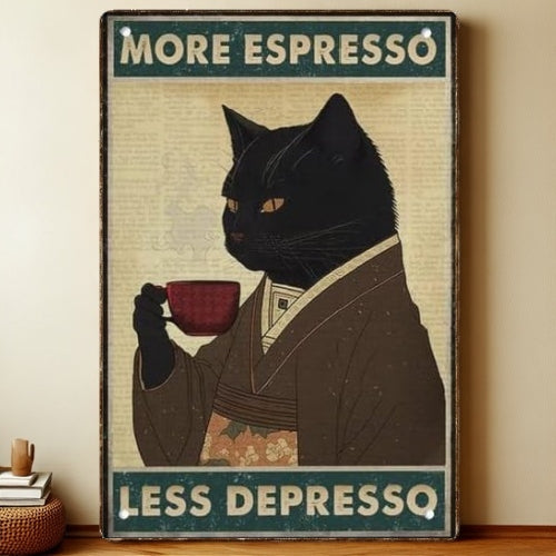 8x12 Cute Cat Metal Sign – Retro Tin Wall Art for Cat Lovers & Kitchens | Liberty Signs #2249