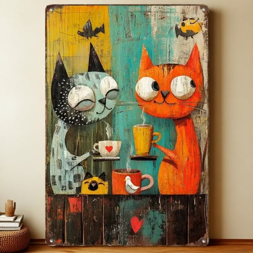 8x12 Cute Cat Metal Sign – Retro Tin Wall Art for Cat Lovers & Kitchens | Liberty Signs #2251