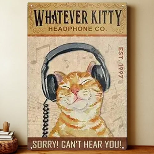 8x12 Cute Cat Metal Sign – Retro Tin Wall Art for Cat Lovers & Kitchens | Liberty Signs #2259