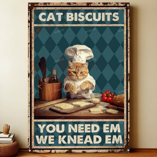8x12 Cute Cat Metal Sign – Retro Tin Wall Art for Cat Lovers & Kitchens | Liberty Signs #2260