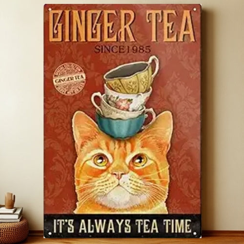 8x12 Cute Cat Metal Sign – Retro Tin Wall Art for Cat Lovers & Kitchens | Liberty Signs #2263