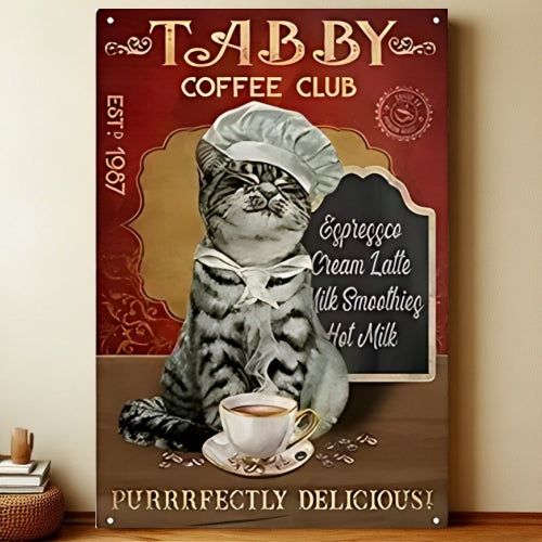 8x12 Cute Cat Metal Sign – Retro Tin Wall Art for Cat Lovers & Kitchens | Liberty Signs #2265