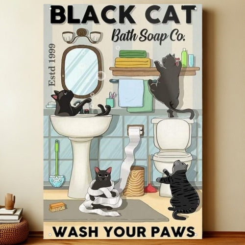 8x12 Cute Cat Metal Sign – Retro Tin Wall Art for Cat Lovers & Kitchens | Liberty Signs #2265