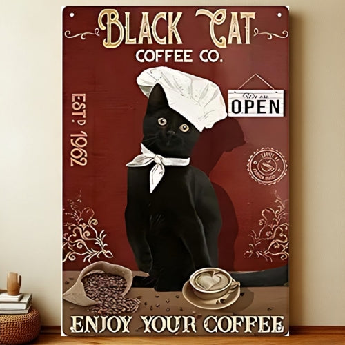 8x12 Cute Cat Metal Sign – Retro Tin Wall Art for Cat Lovers & Kitchens | Liberty Signs #2266