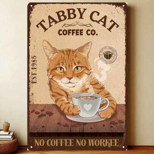 8x12 Cute Cat Metal Sign – Retro Tin Wall Art for Cat Lovers & Kitchens | Liberty Signs #2268
