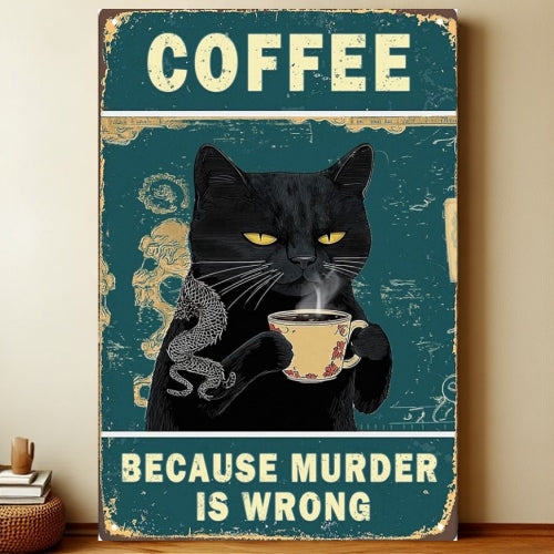 8x12 Cute Cat Metal Sign – Retro Tin Wall Art for Cat Lovers & Kitchens | Liberty Signs #2274