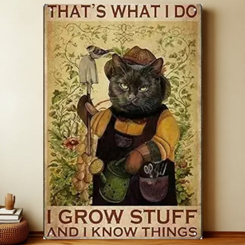 8x12 Cute Cat Metal Sign – Retro Tin Wall Art for Cat Lovers & Kitchens | Liberty Signs #2278
