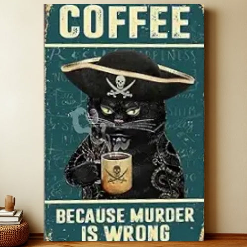 8x12 Cute Cat Metal Sign – Retro Tin Wall Art for Cat Lovers & Kitchens | Liberty Signs #2279