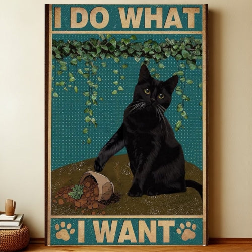 8x12 Cute Cat Metal Sign – Retro Tin Wall Art for Cat Lovers & Kitchens | Liberty Signs #2281