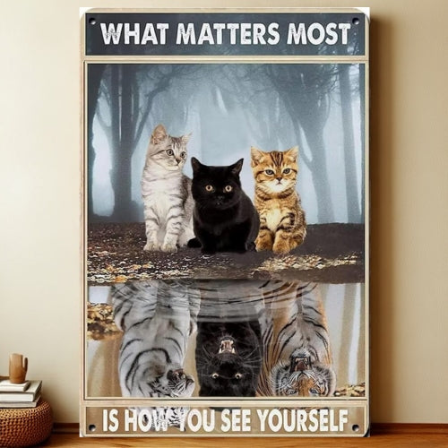 8x12 Cute Cat Metal Sign – Retro Tin Wall Art for Cat Lovers & Kitchens | Liberty Signs #2282