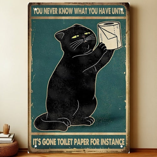 8x12 Cute Cat Metal Sign – Retro Tin Wall Art for Cat Lovers & Kitchens | Liberty Signs #2285