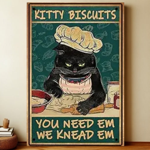 8x12 Cute Cat Metal Sign – Retro Tin Wall Art for Cat Lovers & Kitchens | Liberty Signs #2291
