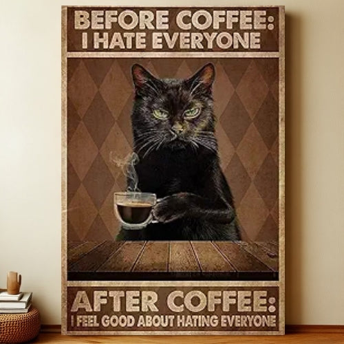 8x12 Cute Cat Metal Sign – Retro Tin Wall Art for Cat Lovers & Kitchens | Liberty Signs #2292
