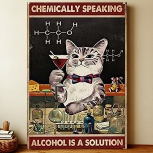 8x12 Cute Cat Metal Sign – Retro Tin Wall Art for Cat Lovers & Kitchens | Liberty Signs #2296