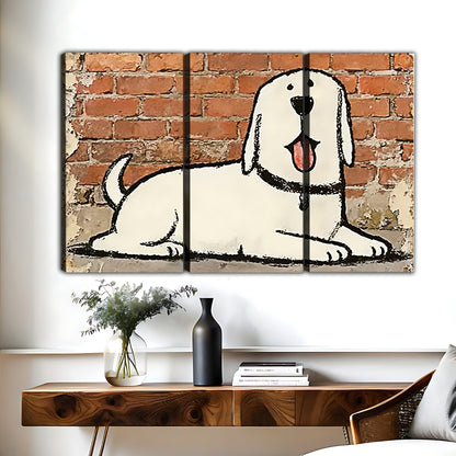 Happy White Dog Wall Art - Cute Puppy Canvas Print|Liberty Signs #L338