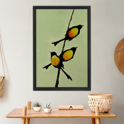 Three Birds on Branch Wall Art - Minimalist Nature Print|Liberty Signs #L630
