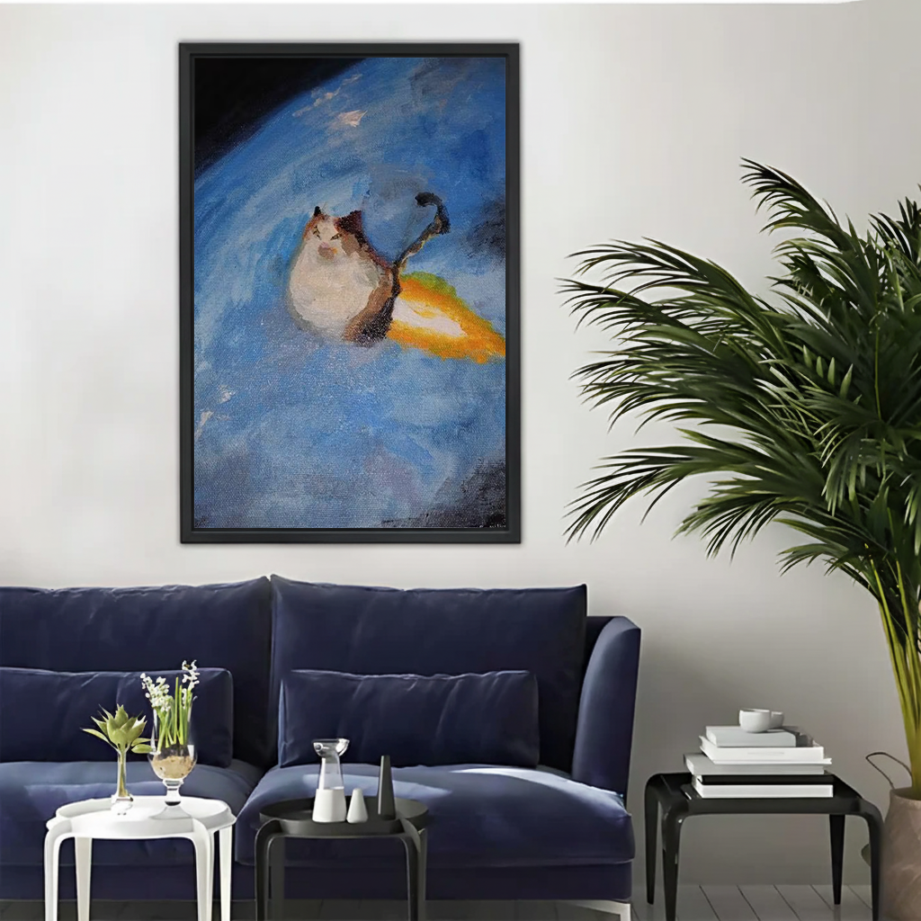 Space Cat on a Rocket — Funny Galaxy Wall Art Print| Liberty Signs#L956