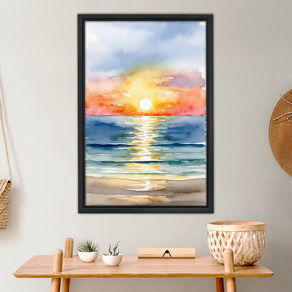 Watercolor Sunset Beach Canvas Wall Art| Liberty Signs#L970