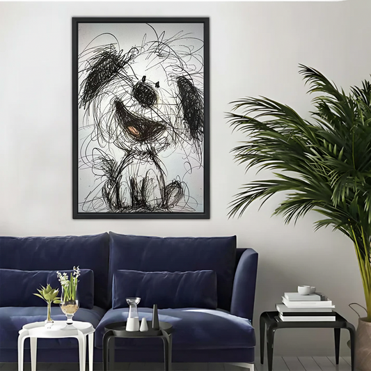 Abstract Scribble Dog Print — Modern Black & White Wall Art| Liberty Signs#L943