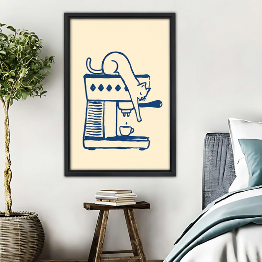 Coffee Machine Line Art Print - Minimalist Kitchen Wall Decor|Liberty Signs #L432