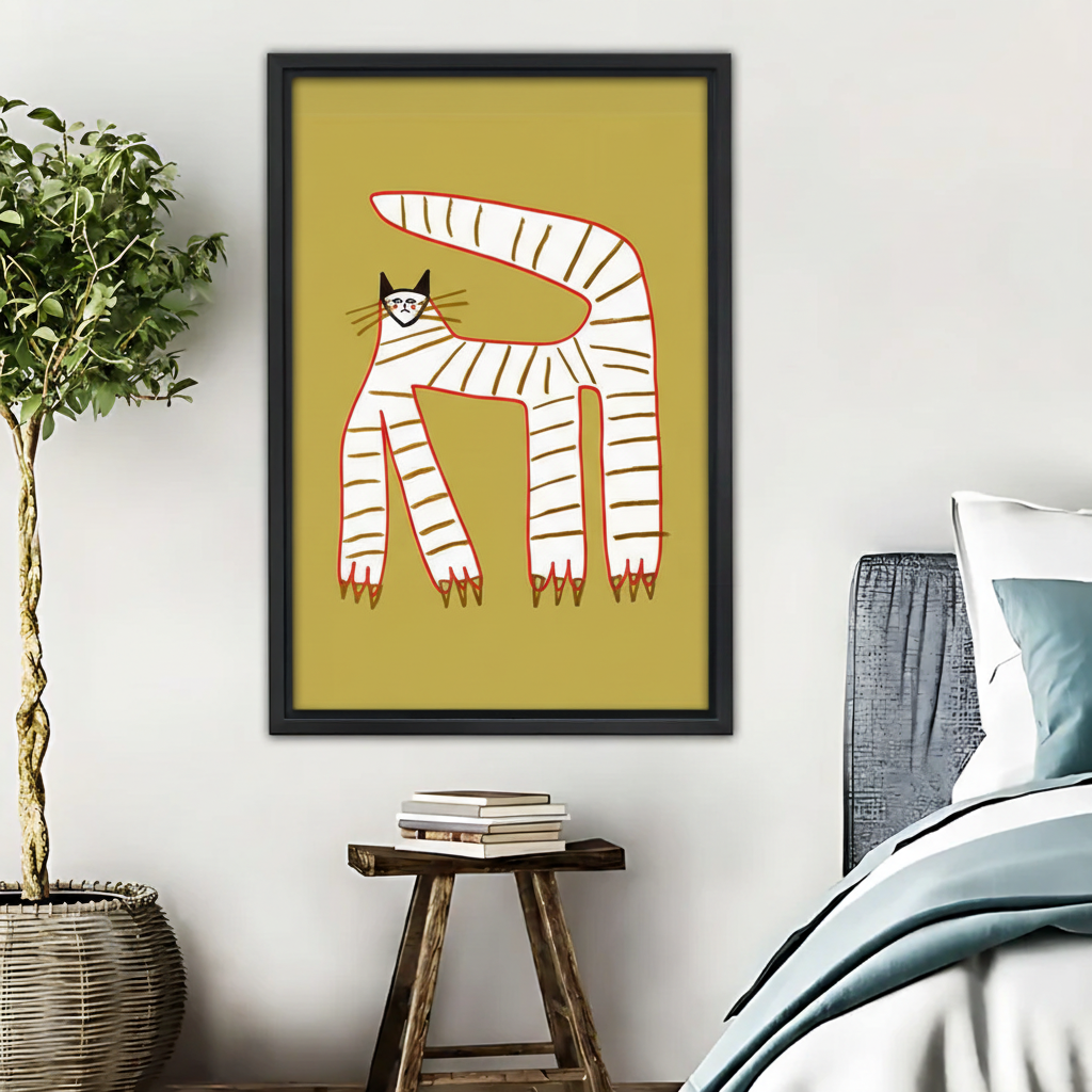 Striped Cat Wall Art - Minimalist Animal Canvas Print|Liberty Signs #L536