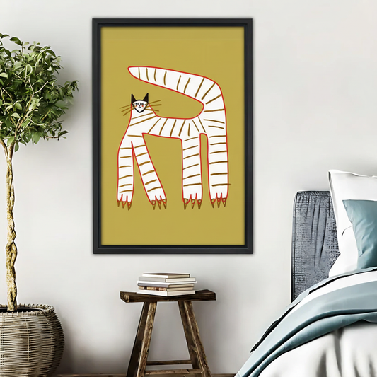 Striped Cat Wall Art - Minimalist Animal Canvas Print|Liberty Signs #L536