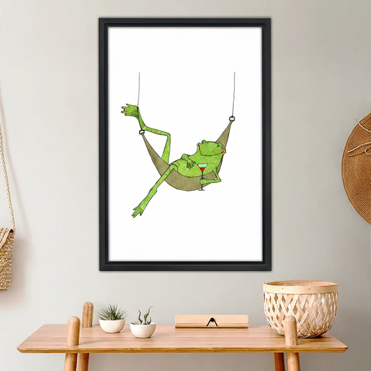 Relaxing Frog in Hammock Wall Art - Funny Animal Canvas Print|Liberty Signs #L641