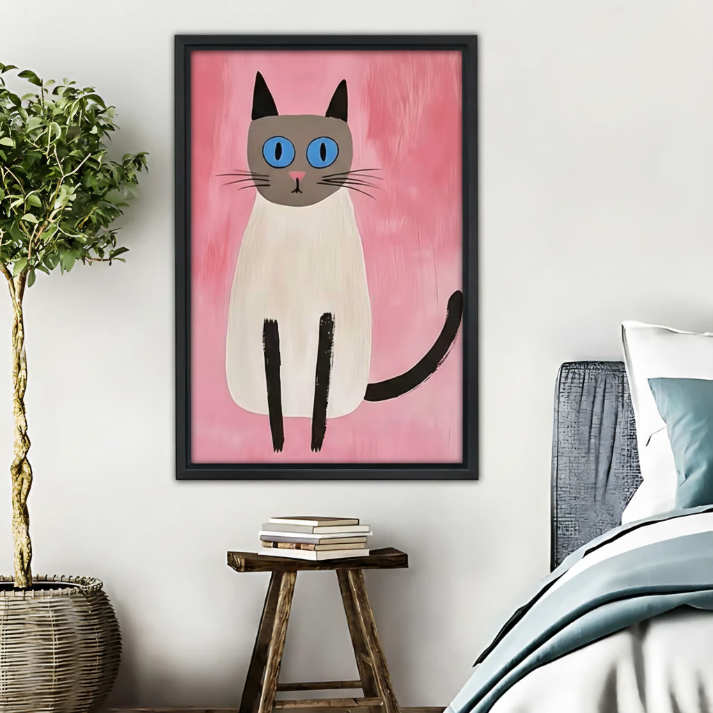 Siamese Cat Wall Art - Pink Minimalist Animal Poster|Liberty Signs #L470