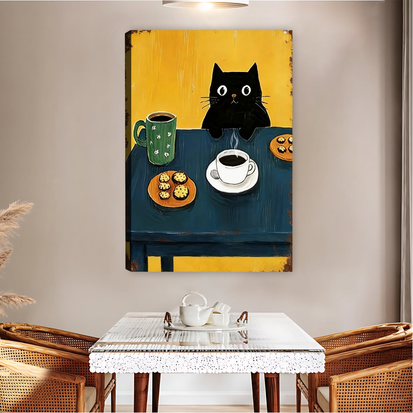 Black Cat Breakfast Retro Tin Sign Wall Art| Liberty Signs #L1513