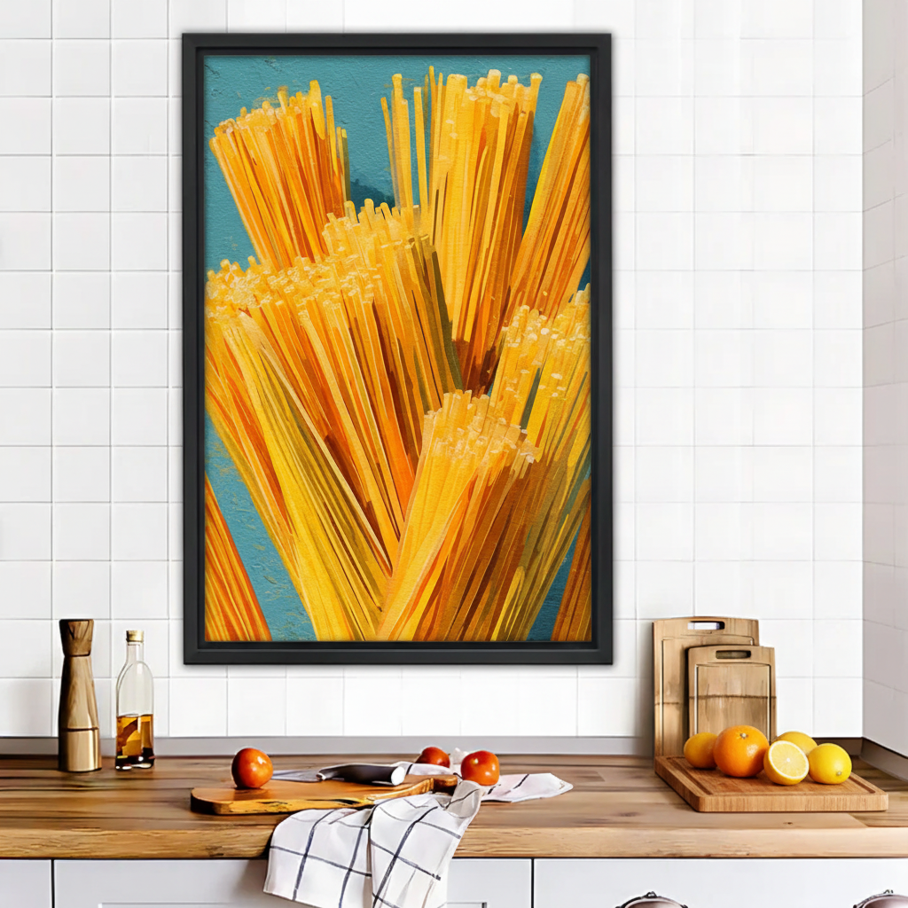 Golden Pasta Art Print - Modern Kitchen Wall Decor|Liberty Signs #L488