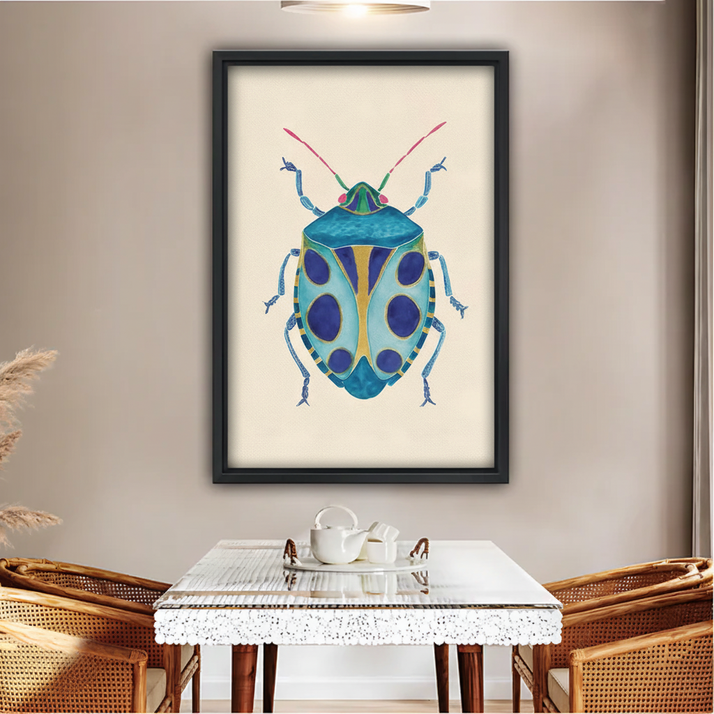 Blue Beetle Watercolor Art Print | Turquoise Insect Wall Decor|Liberty Signs #L615