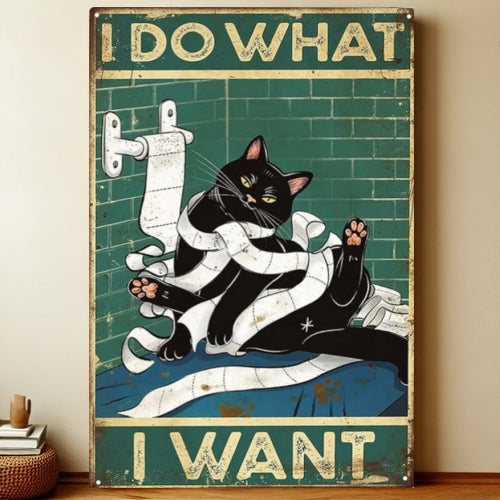 8x12 Cute Cat Metal Sign – Retro Tin Wall Art for Cat Lovers & Kitchens | Liberty Signs #2300