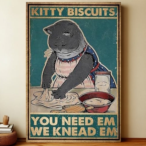 8x12 Cute Cat Metal Sign – Retro Tin Wall Art for Cat Lovers & Kitchens | Liberty Signs #2301