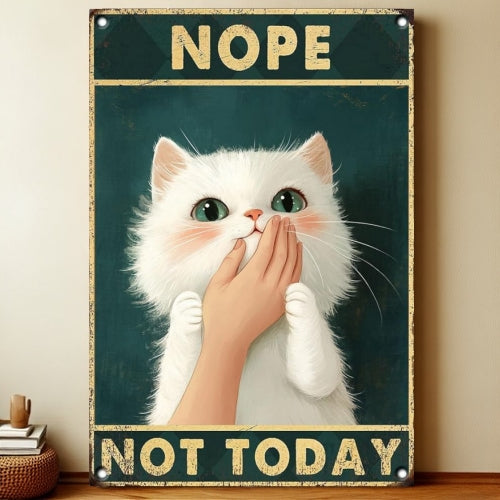 8x12 Cute Cat Metal Sign – Retro Tin Wall Art for Cat Lovers & Kitchens | Liberty Signs #2302