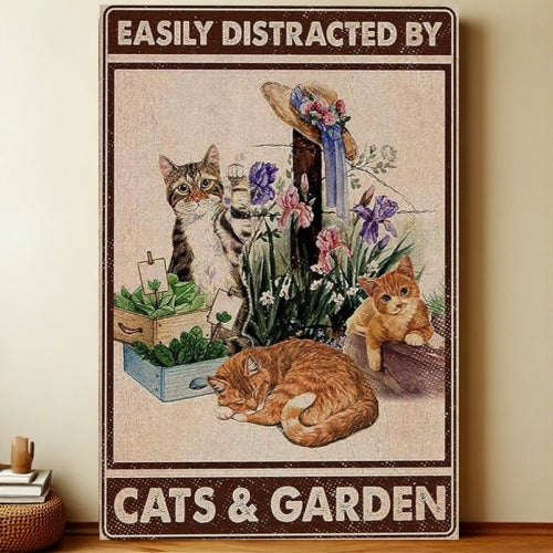8x12 Cute Cat Metal Sign – Retro Tin Wall Art for Cat Lovers & Kitchens | Liberty Signs #2303