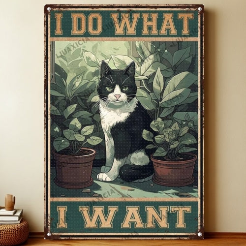 8x12 Cute Cat Metal Sign – Retro Tin Wall Art for Cat Lovers & Kitchens | Liberty Signs #2304