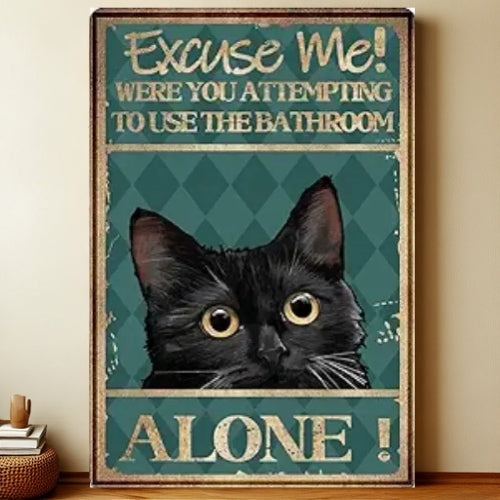 8x12 Cute Cat Metal Sign – Retro Tin Wall Art for Cat Lovers & Kitchens | Liberty Signs #2306