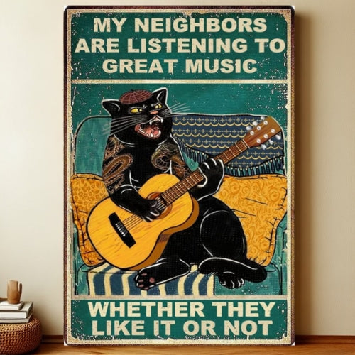 8x12 Cute Cat Metal Sign – Retro Tin Wall Art for Cat Lovers & Kitchens | Liberty Signs #2308