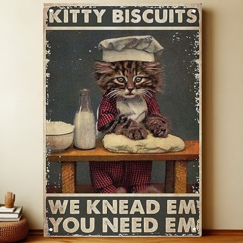 8x12 Cute Cat Metal Sign – Retro Tin Wall Art for Cat Lovers & Kitchens | Liberty Signs #2310